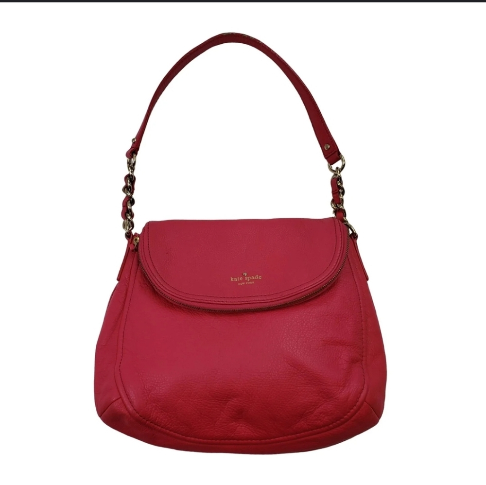 Kate Spade Pink Pebble Leather Shoulder Bag So many pockets!